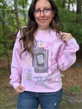 Women’s Pink Graphic Mahjong Pullover Sweatshirt